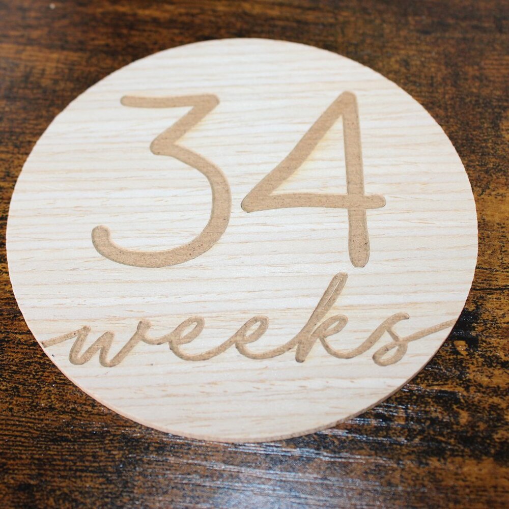NWOT! Pregnancy/Maternity Wooden Weekly Growth Milestone Discs - Picture 12 of 15